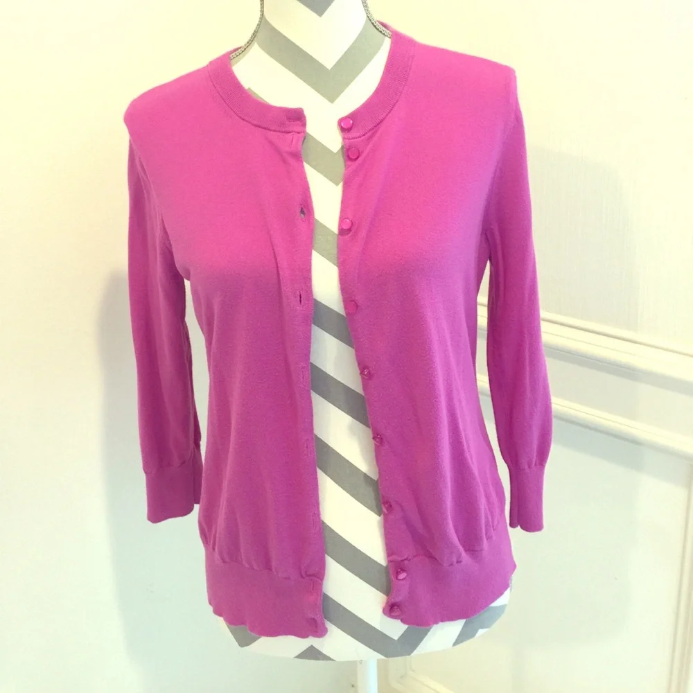 J.Crew Women's Pink Classic Button Cardigan Sweater Size Large Fits Like S/M